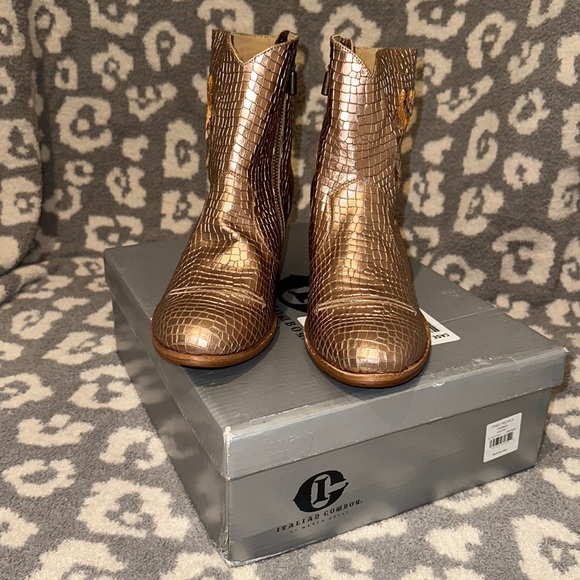 Italian Cowboy by Free People Marco Delli Chenoa Metallic Bronze Ankle Boots ❤️ - Picture 3 of 17
